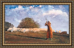 Young Framed Prints - The Young Shepherdess by Winslow Homer