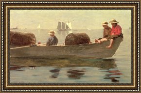 The Drummer Boy's Dream Framed Paintings - Three Boys in a Dory by Winslow Homer