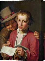 Boy Canvas Paintings - Two Boys Singing From Sheet of Paper by Abraham Bloemaert