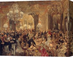 The End of Dinner Canvas Prints - Dinner At The Ball by Adolf Friedrich Erdmann von Menzel