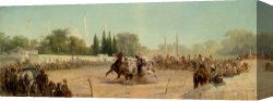 Horse Race Canvas Paintings - A Horse Race in The Hippodrome by Adolf Schreyer