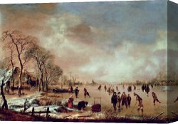 Berlin Street Scene Canvas Prints - Frozen Canal Scene by Aert van der Neer