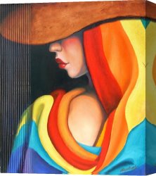 Woman Canvas Paintings - Woman with Hat by Agris Rautins