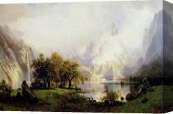 Landscape Canvas Paintings - Rocky Mountain Landscape by Albert Bierstadt