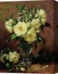 White Canvas Prints - White Roses - A Gift from the Heart by Albert Williams