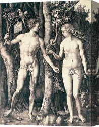 Eve Canvas Paintings - Adam and Eve by Albrecht Durer