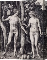 Eve Canvas Paintings - Adam And Eve Engraving by Albrecht Durer