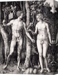 Eve Canvas Paintings - The Fall of Man (adam And Eve) by Albrecht Durer