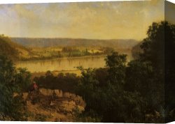 Night View of a Barge And It's Tug on The Kanawha River Canvas Prints - Hudson River View by Alexander Helwig Wyant