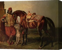 Dedreux Canvas Paintings - African Groom Holding by Alfred Dedreux