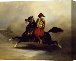 Dedreux Canvas Paintings - Nubian Horseman at the Gallop by Alfred Dedreux or de Dreux
