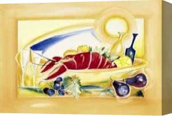 Cold Canvas Paintings - Cold Lobster Lunch by alfred gockel