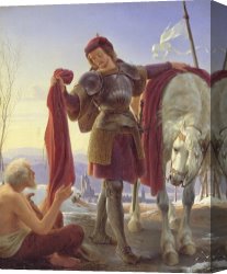 Fantasy Canvas Prints - Saint Martin and the Beggar by Alfred Sethel