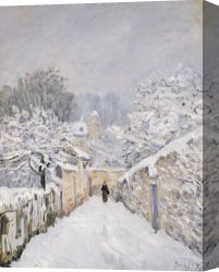 Alfred Dedreux Or De Dreux Canvas Paintings - Snow at Louveciennes by Alfred Sisley