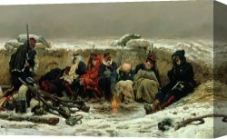 Cold Canvas Paintings - In The Trenches by Alphonse Marie de Neuville