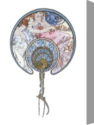 The Feathered Fan Canvas Prints - Fan Design by Alphonse Marie Mucha