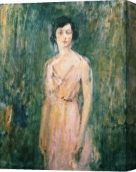 Lady Clown Canvas Prints - Lady in a Pink Dress by Ambrose McEvoy