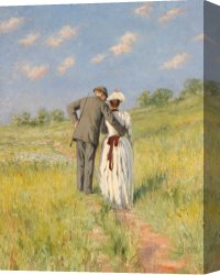 School Canvas Paintings - Portrait of Captain William Holmes and Mary Shafter McKitterick by American School