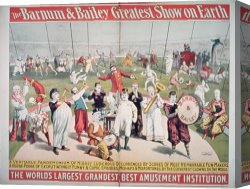 School Canvas Paintings - Poster advertising the Barnum and Bailey Greatest Show on Earth by American School