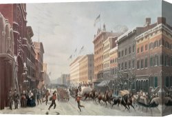 School Canvas Paintings - Winter Scene on Broadway by American School