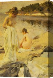Unclothed Canvas Prints - The Bathers by Anders Leonard Zorn