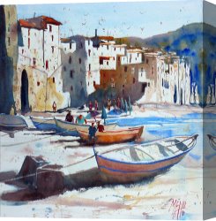 Beach Canvas Prints - On the beach of Cefalu by Andre Mehu