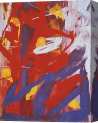 Red And White Canvas Prints - Abstract Painting c.1982 Indigo Red White by Andy Warhol