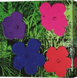 Flowers in a Blue Vase Canvas Prints - Flowers c.1964 1 Purple 1 Blue 1 Pink 1 Red by Andy Warhol