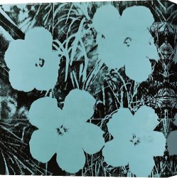 Flowers in a Blue Vase Canvas Prints - Flowers c.1967 Blue by Andy Warhol