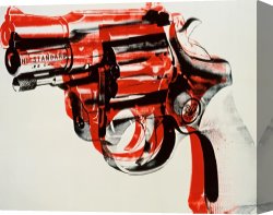 Red And White Canvas Prints - Gun c.1981 82 Black And Red on White by Andy Warhol