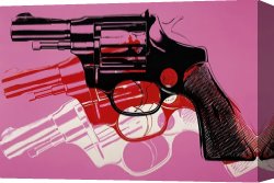Red And White Canvas Prints - Gun c.1981 82 Black White Red on Pink by Andy Warhol