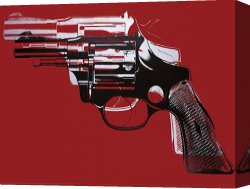 Red And White Canvas Prints - Guns c.1981 82 White And Black on Red by Andy Warhol