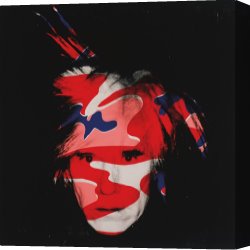 Red And White Canvas Prints - Self Portrait c.1986 Red White And Blue Camo by Andy Warhol