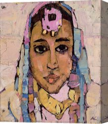 Headdress Canvas Prints - Portrait Of A Woman In White by Anna Kostenko