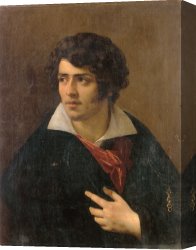 Portrait of a Young Man (selfportrait) Canvas Paintings - Portrait of a Young Man by Anne Louis Girodet De Roucy Triosson