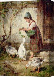 Goose Canvas Paintings - The Goose Girl by Antonio Montemezzano
