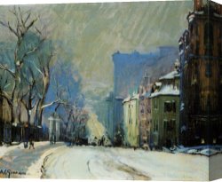 Beacon of Hope Canvas Prints - Beacon Street in Winter by Arthur C. Goodwin