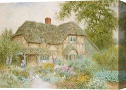 Clocktower Cottage Canvas Paintings - A Surrey Cottage by Arthur Claude Strachan