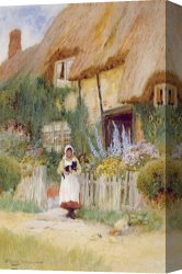 The Brandenburg Gate Berlin Canvas Paintings - By The Cottage Gate by Arthur Claude Strachan