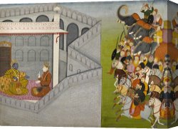 Siege of Yorktown Canvas Prints - The Siege of Mathura by Jarasandha From The Series Guler Basholi Bhagavata Purana by Attributed to Fattu