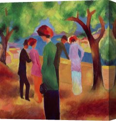 Woman Canvas Paintings - Woman in a Green Jacket by August Macke