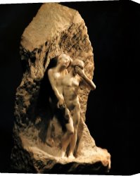 Eve Canvas Paintings - Adam And Eve Expelled From Paradise by Auguste Rodin