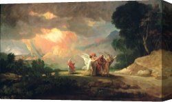 When The West with Evening Glows Canvas Prints - Lot Fleeing from Sodom by Benjamin West