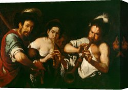Street Canvas Prints - Street Musicians by Bernardo Strozzi