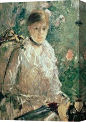 Portrait of a Young Man (selfportrait) Canvas Paintings - Portrait of a Young Lady by Berthe Morisot