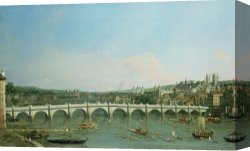 Song of The North Canvas Prints - Westminster Bridge from the North with Lambeth Palace in distance by Canaletto