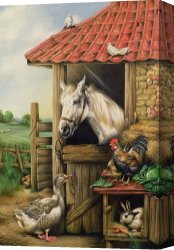 Goose Canvas Paintings - Farmyard Friends by Carl Donner