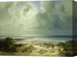 African Keeping a Horse at The Side of a Sea Canvas Paintings - Tranquil Sea by Carl Morgenstern