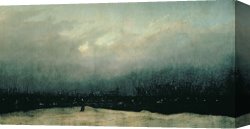African Keeping a Horse at The Side of a Sea Canvas Paintings - Monk by sea by Caspar David Friedrich