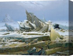 African Keeping a Horse at The Side of a Sea Canvas Paintings - The Polar Sea by Caspar David Friedrich